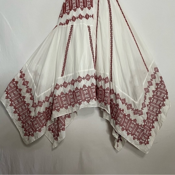 Joie Embroidered Boho Milanira Maxi Dress In Porcelain Handkerchief Hemline - Picture 13 of 16